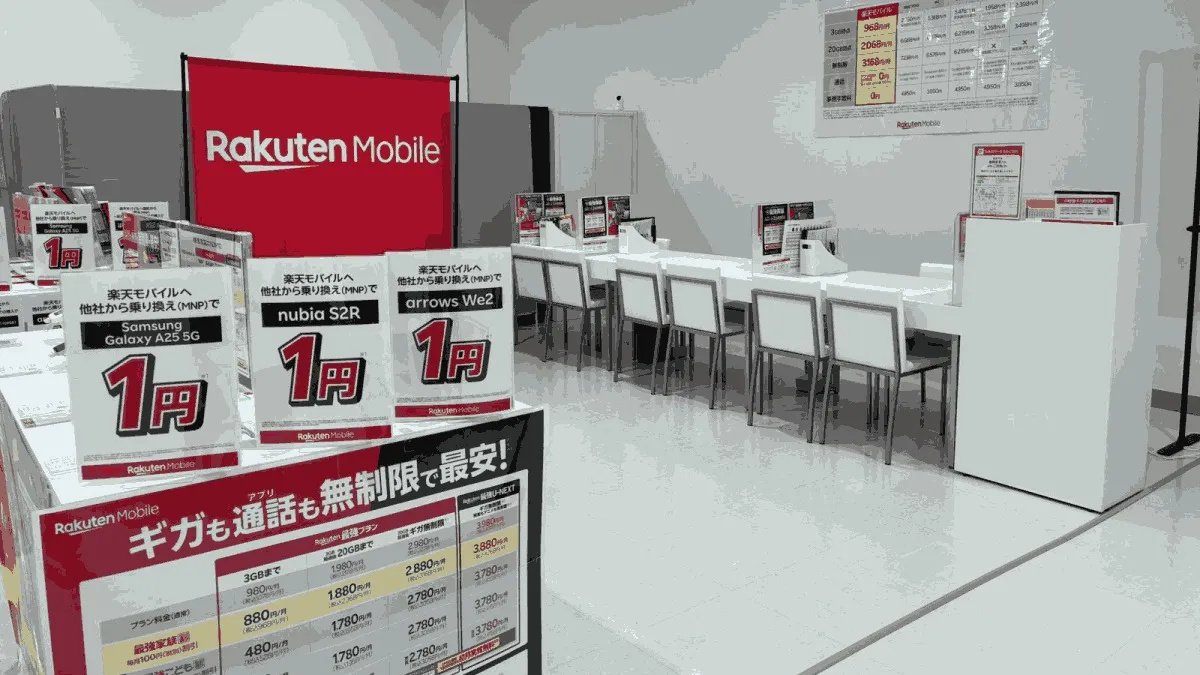 楽天モバイル 新潟万代ラブラ2店の店舗外観イメージ（イラスト風）