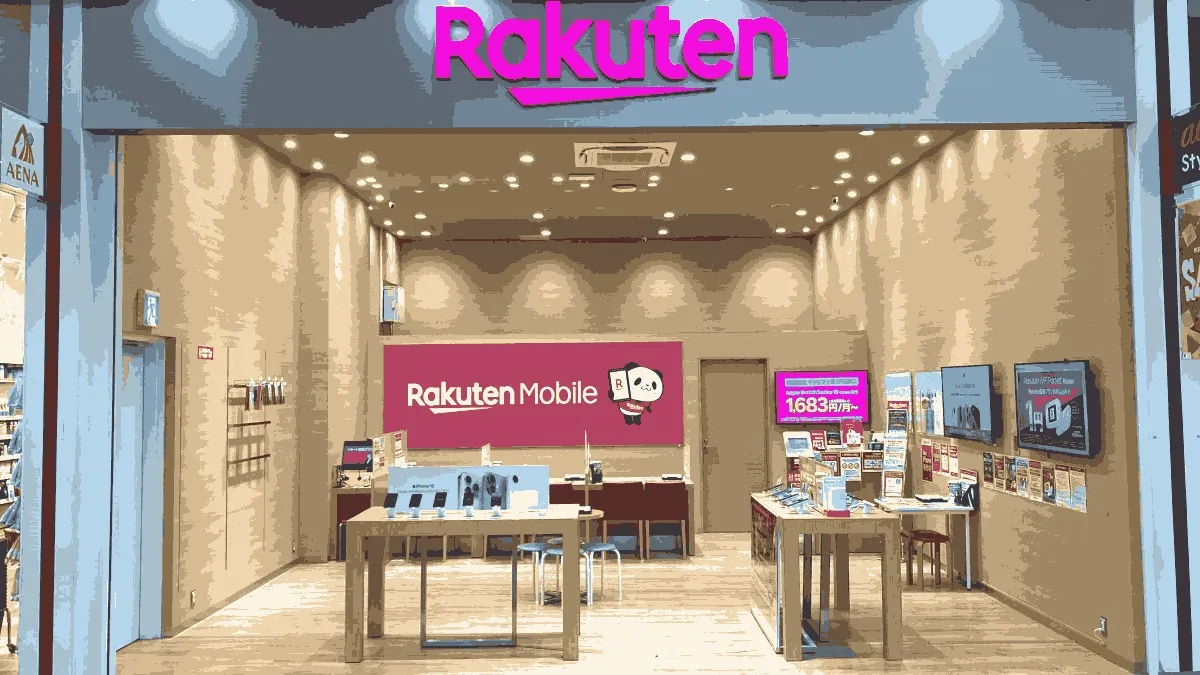 楽天モバイル アクロスモール新鎌ヶ谷店の店舗外観イメージ（イラスト風）