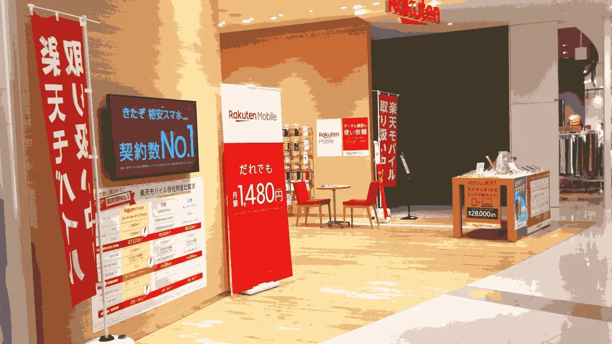 楽天モバイル イオンモール多摩平の森店の店舗外観イメージ（イラスト風）