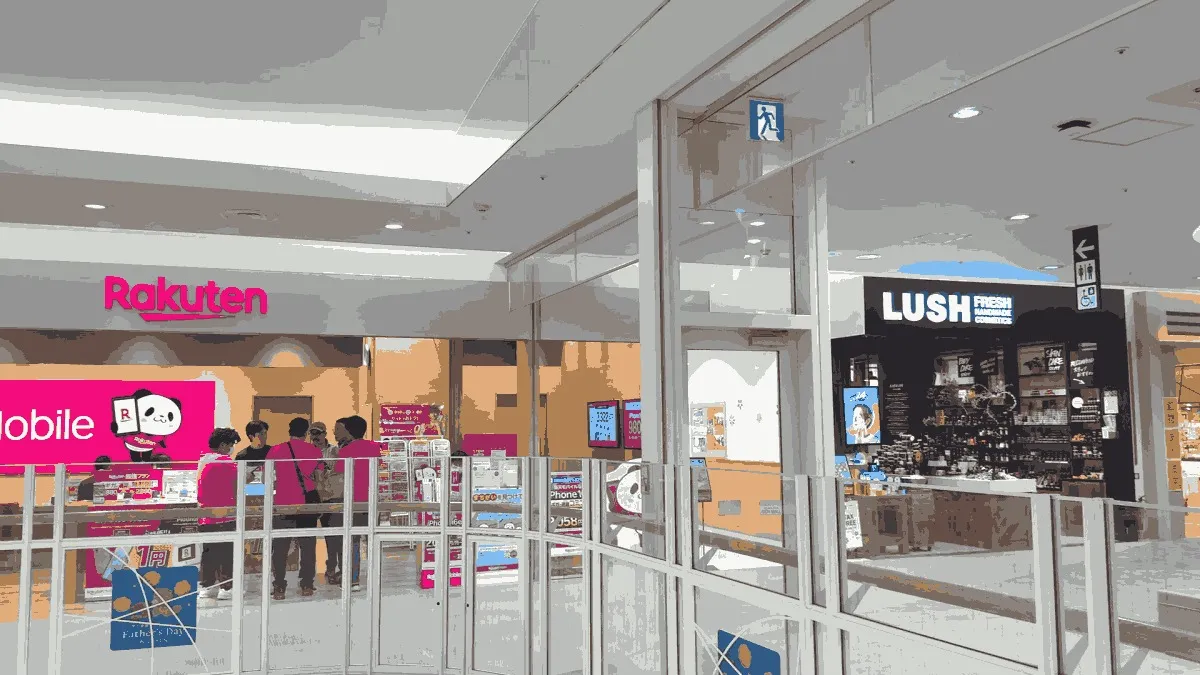 楽天モバイル イオンモール成田店の店舗外観イメージ（イラスト風）