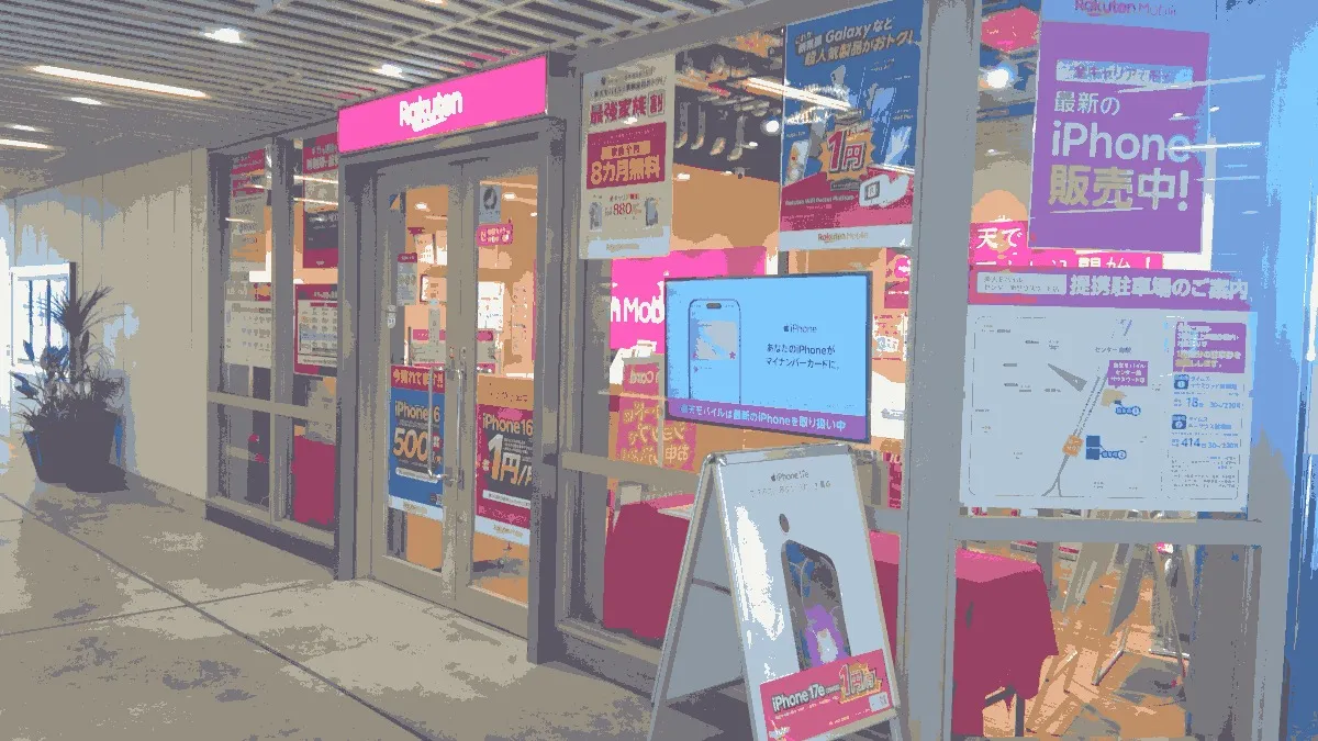 楽天モバイル センター南サウスウッド店の店舗外観イメージ（イラスト風）