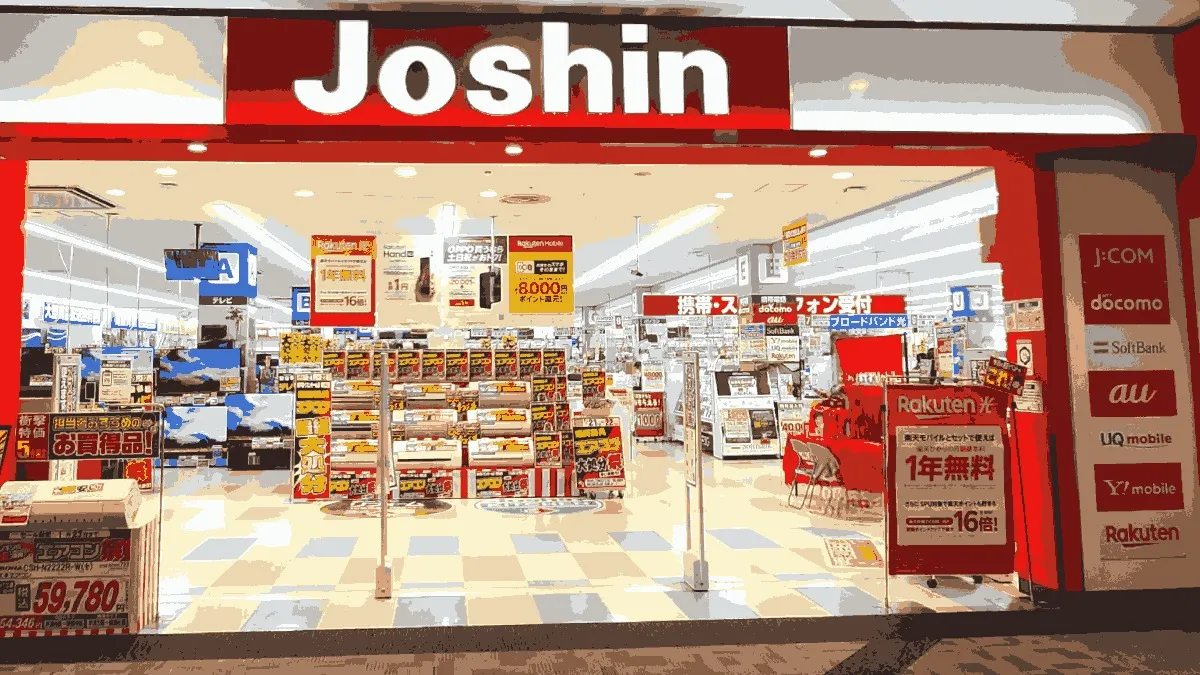 ジョーシン 神戸南イオンモール店の店舗外観イメージ（イラスト風）