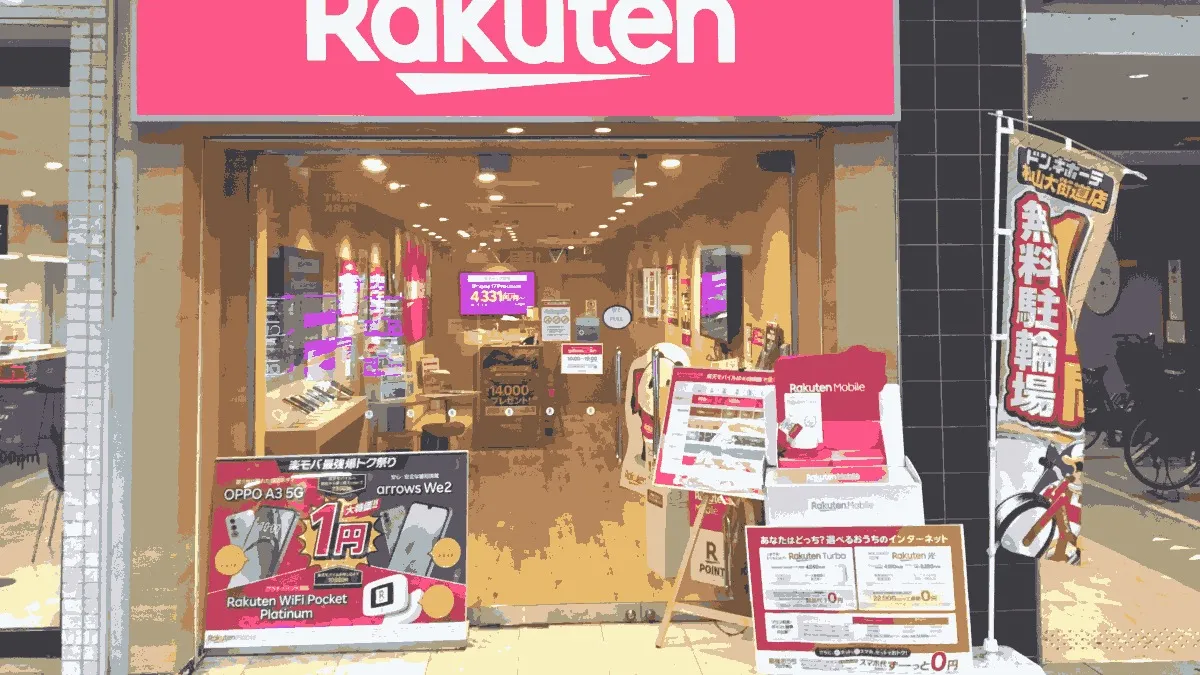 楽天モバイル 松山大街道店の店舗外観イメージ（イラスト風）