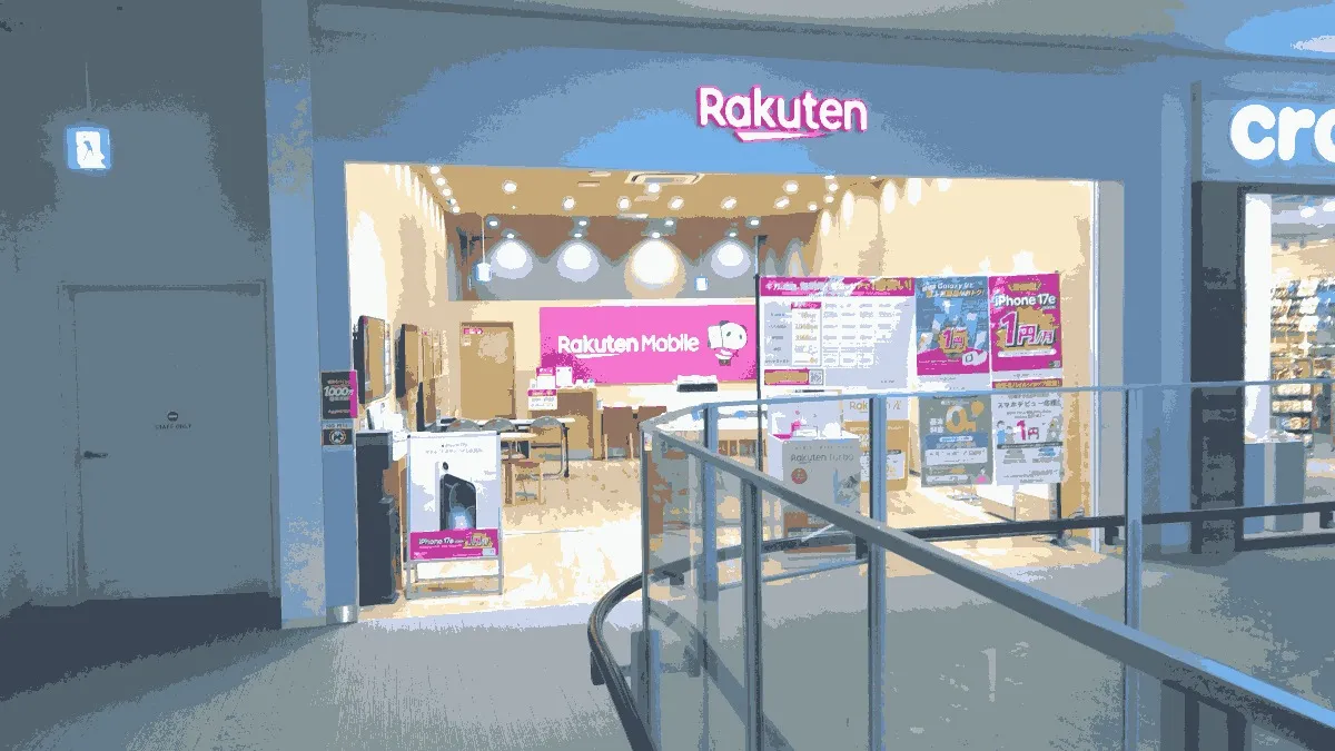楽天モバイル ららぽーと富士見店の店舗外観イメージ（イラスト風）