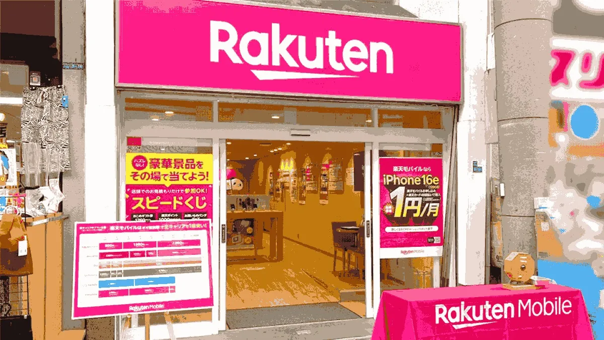 楽天モバイル 十三駅前路面店の店舗外観イメージ（イラスト風）