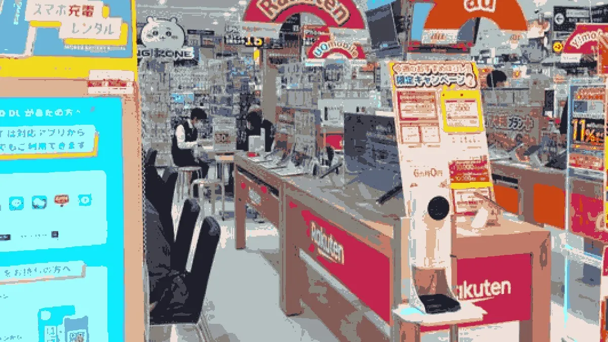 ビックカメラ あべのキューズモール店の店舗外観イメージ（イラスト風）