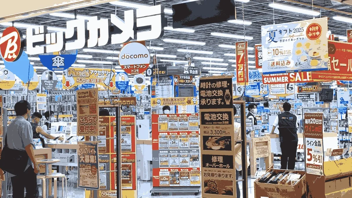 ビックカメラ 水戸駅店の店舗外観イメージ（イラスト風）