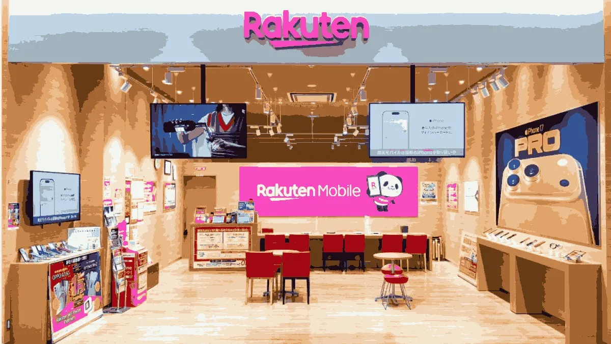 楽天モバイル 沖縄パルコシティ店の店舗外観イメージ（イラスト風）