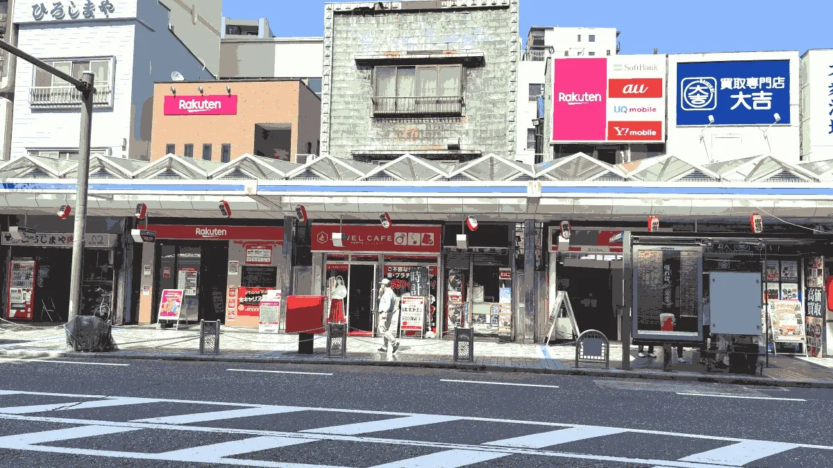楽天モバイル 横須賀中央駅前店の店舗外観イメージ（イラスト風）