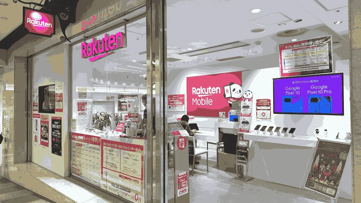 楽天モバイル ディアモール大阪店の店舗外観イメージ（イラスト風）
