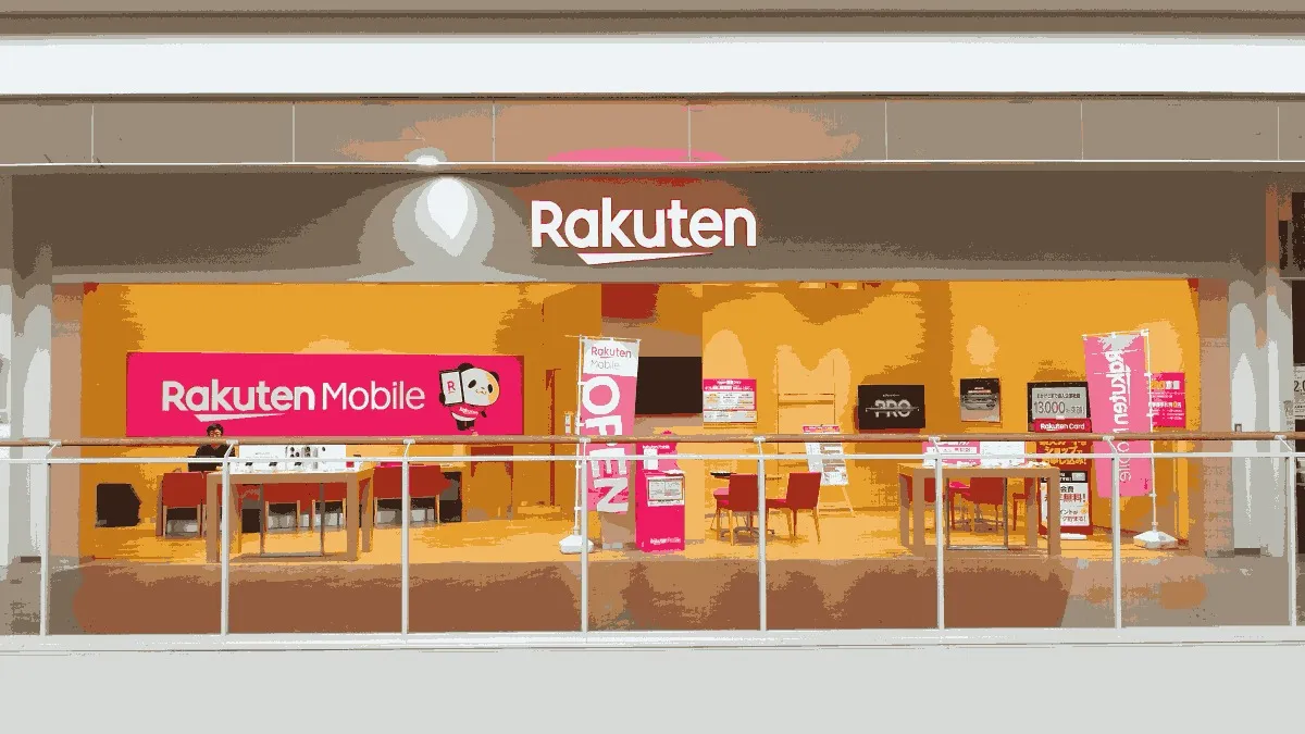 楽天モバイル おのだサンパーク店の店舗外観イメージ（イラスト風）