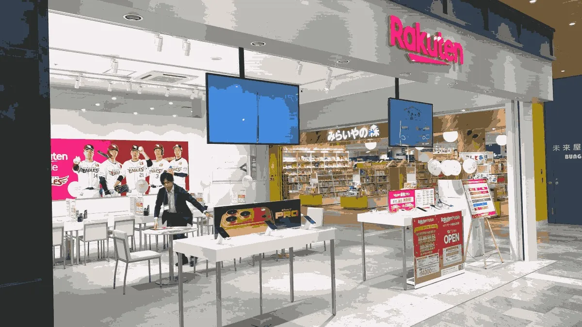 楽天モバイル イオンモール仙台上杉店の店舗外観イメージ（イラスト風）